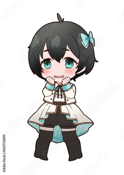 Fototapeta 臆病そうな女の子アイドル衣装ミニキャラ

