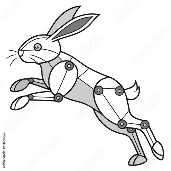 Obraz Illustration of a jumping hare isolated on white background in cartoon style