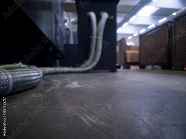 Fototapeta Industrial warehouse interior capturing storage layout and equipment usage during daytime operations