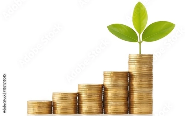 Fototapeta Growing Your Wealth with Gold Coins and a Sprout Representing Financial Growth and Investment Opportunities