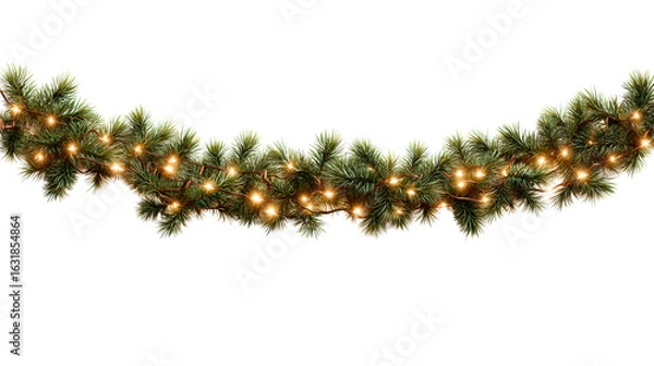 Fototapeta Festive garland with lights on transparent background for decoration