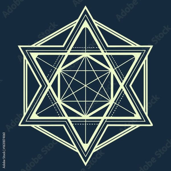Fototapeta Vector Geometric star design with mirrored light lines, creating mesmerizing visual effect