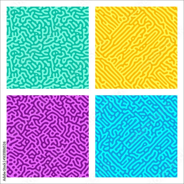 Obraz Vibrant colors seamless Turing pattern set. Hand drawn vector illustration