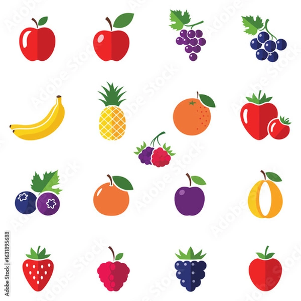 Obraz Flat Fruit sets, Simple Food Set