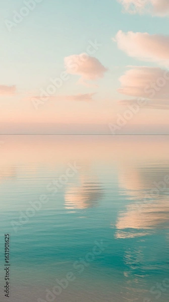 Obraz sunset over the sea with pink clouds