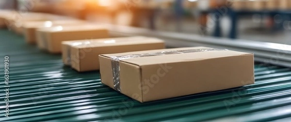 Fototapeta Parcels on a Conveyor System