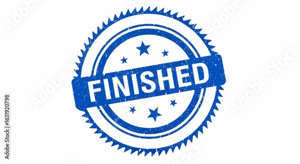 Obraz Finished stamp grunge vector illustration for completed work.