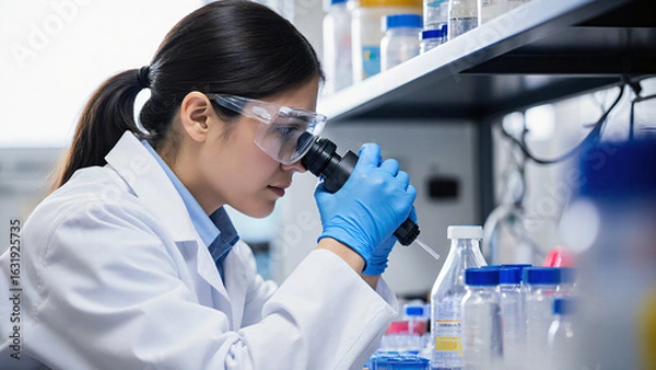 Fototapeta Scientist examining samples in a lab 
