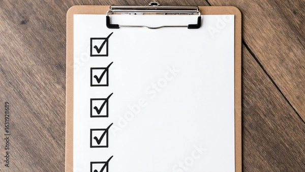 Fototapeta Clipboard and checklist with tick marks 