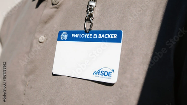 Fototapeta Employee ID badge close-up 
