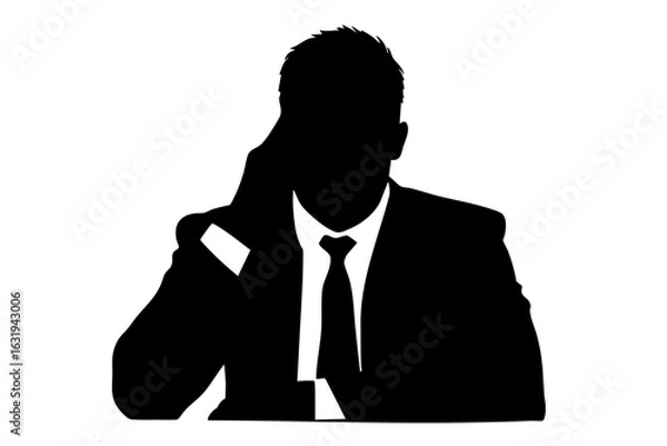 Fototapeta 頭痛に苦しむビジネスマンのシルエット