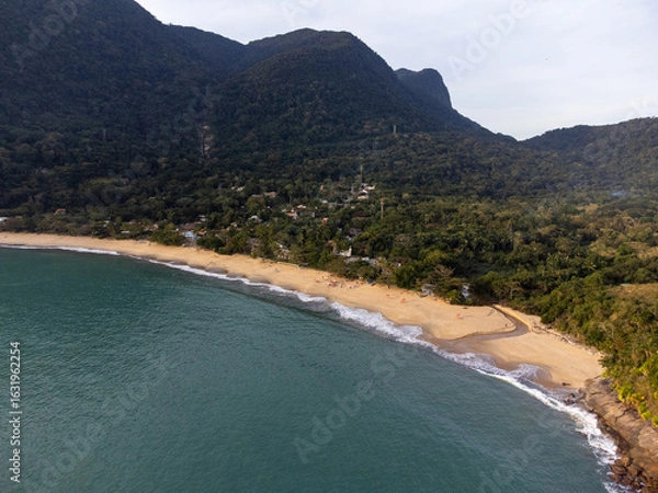 Obraz Beautiful beach with blue waters and mountainous nature Toque-Toque Grande in São Sebastião