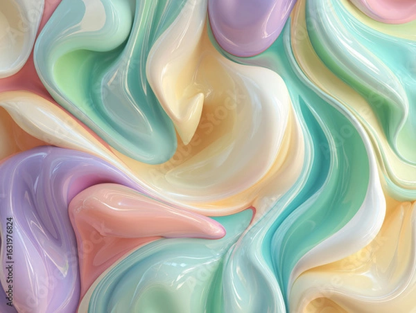 Obraz Pastel color mixing creating abstract swirls and patterns