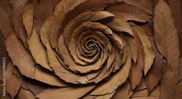 Obraz Hypnotic Earthy Vortex: An Intricate Spiral of Dried Brown Leaves