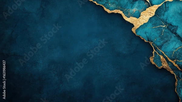 Fototapeta Blue marble texture with gold veins creates bold abstract design, evoking elegance and luxury in rich, deep color palette