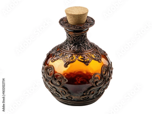 Obraz Ornate Amber Bottle with Cork Stopper