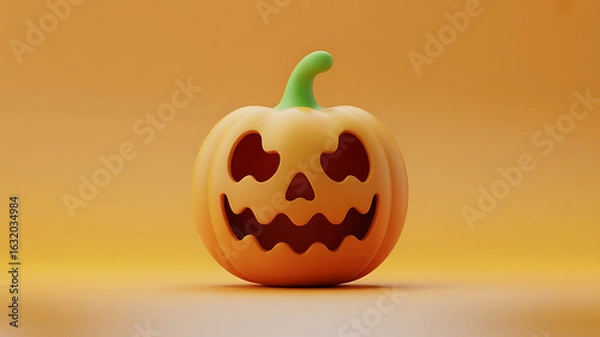Obraz Orange pumpkin with a spooky face. Halloween decoration.

