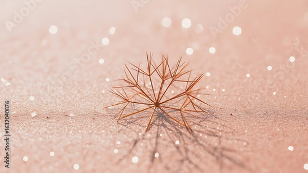 Obraz Delicate dried flower, soft pink background, glittering light.
