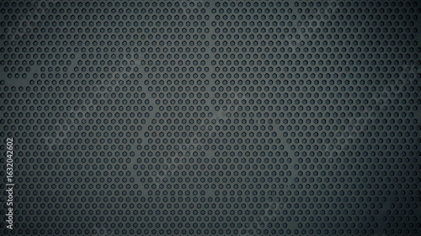Obraz Dark gray perforated metal panel, geometric pattern.
