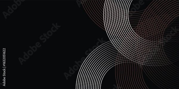 Obraz Abstract grey and red circle line vector on dark background. Modern simple overlap circle lines texture creative design. Suit for poster, cover, banner, flyer, brochure, presentation, website