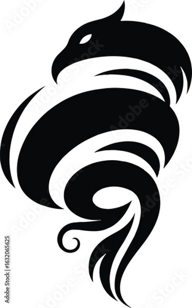 Fototapeta Tribal Phoenix Tattoo Design – Abstract Bird in Flight with Curved and Sharp Elements