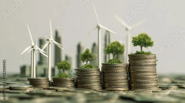 Fototapeta Innovative financing solutions for sustainable green energy initiatives and projects
