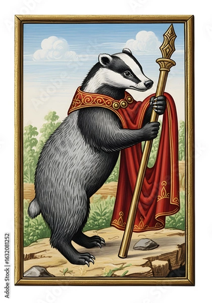 Fototapeta Mythical Badger King with Staff and Cloak