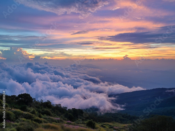 Obraz Doi Inthanon mountain sunrise above clouds