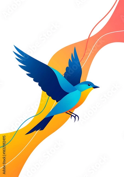 Obraz Vibrant Blue Bird Illustration with Dynamic Background