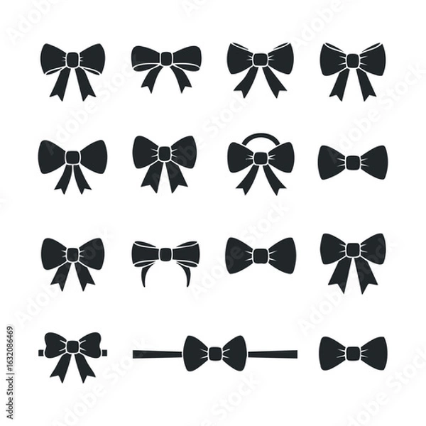 Obraz Collection of various black bow tie icons in different styles
