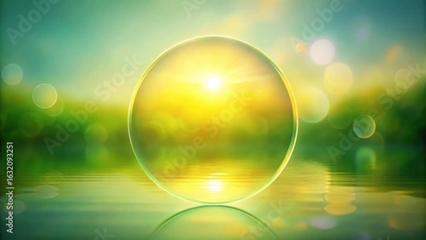 Fototapeta Serene Orb Reflecting a Sunset Over Tranquil Waters, Evoking a Sense of Calm and Inner Peace