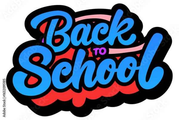 Fototapeta bright colorful inscription back to school vector on transparent background