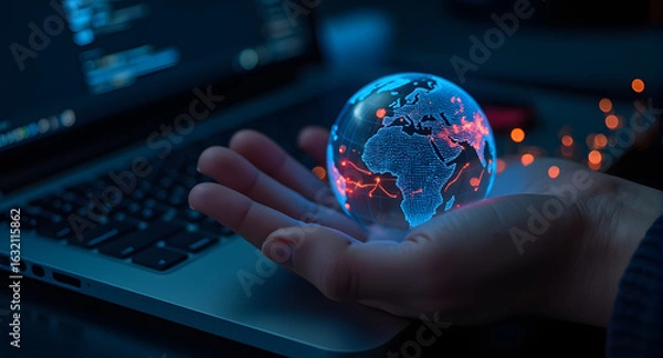 Obraz Global Network Technology in Hand