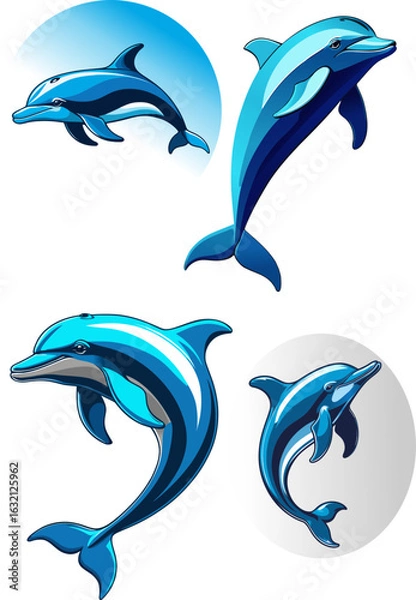 Obraz blue dolphin jumping vector illustration