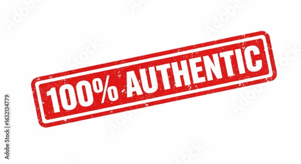 Fototapeta Red 100% authentic rubber stamp vector illustration design.