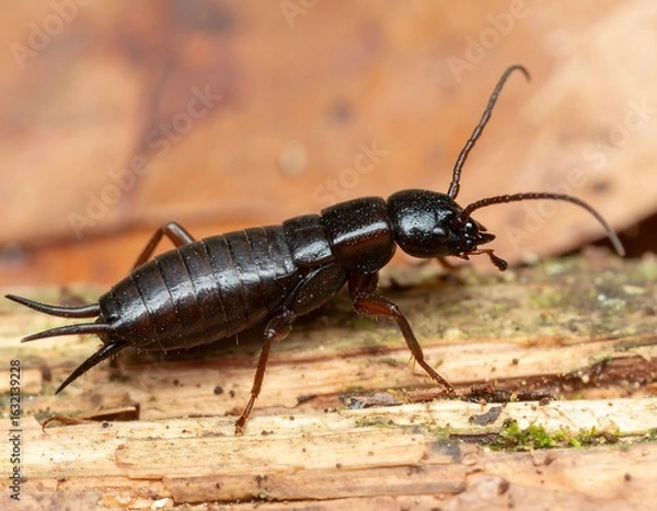 Fototapeta Close-up of a black insect on wood
