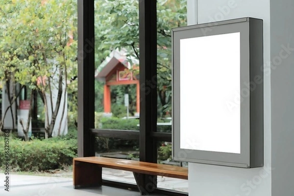 Fototapeta empty LCD Display isolated on white background, blank billboard poster advertisement