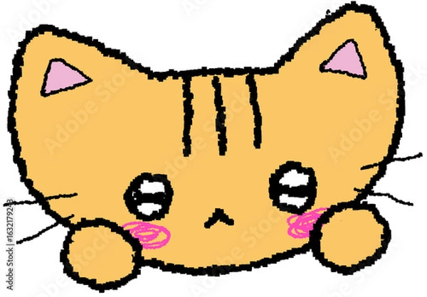 Obraz 귀여운 고양이 얼굴 손그림 스티커