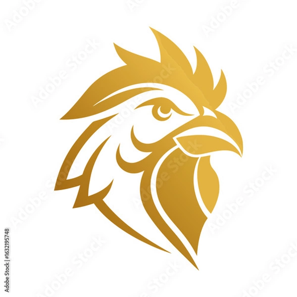 Fototapeta Download A Golden Chicken Head Icon, Vector Art Illustration Eps File For Design.