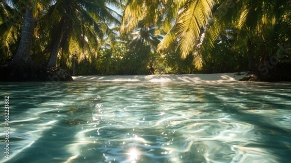 Obraz Crystal-clear shallow water at a tropical beach.