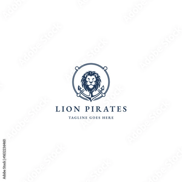 Fototapeta Lion pirates logo icon design template flat vector