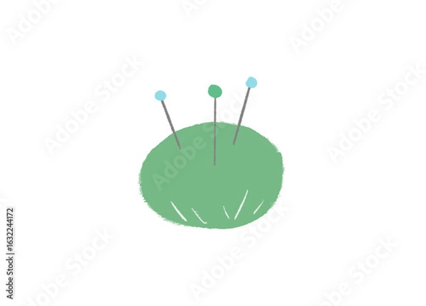 Fototapeta 手芸で使うまち針と針山の手描きイラスト