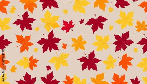 Fototapeta Autumn leaves pattern in vibrant colors on a light background  