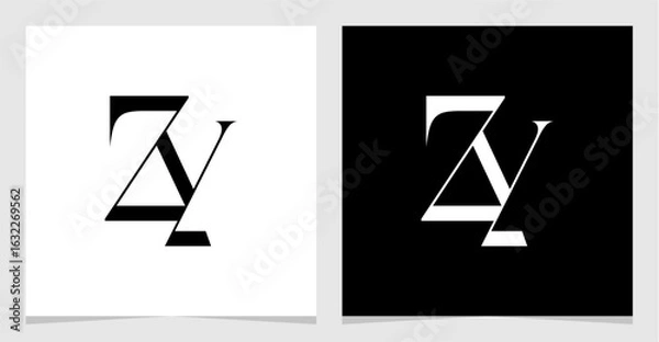 Fototapeta ZY Initial Logo Monogram Vector Illustration , Letter Logo Element for Brand Company or Identity , Initial Letter Graphic Designs Vector EPS