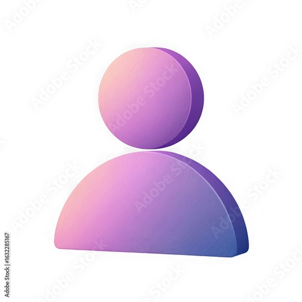Fototapeta Stylized 3d user profile icon with a soft gradient of purple and pink isolated on transparent background