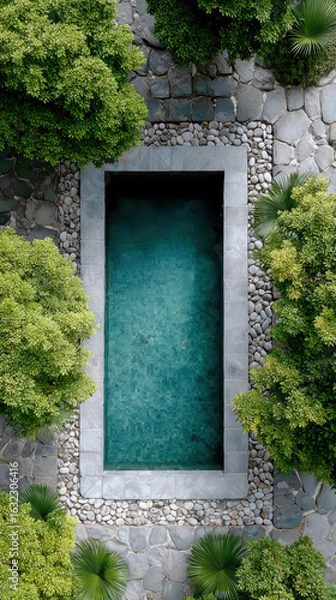 Obraz Aerial view of luxury spa resort pool with tropical landscaping