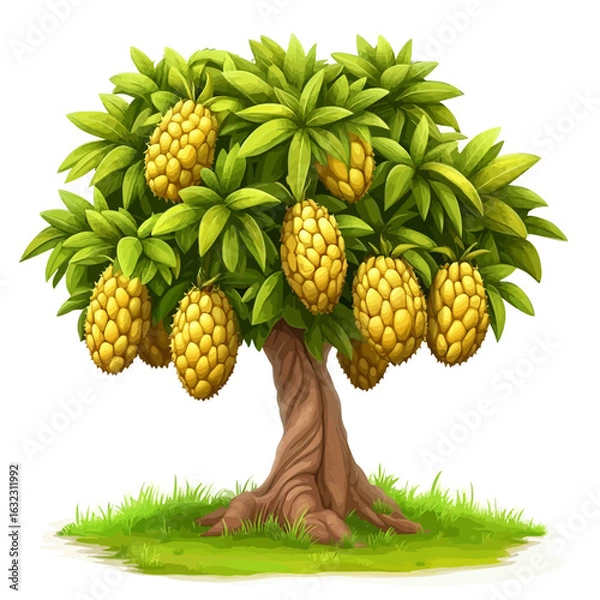 Fototapeta Vector illustration of a breadfruit tree 