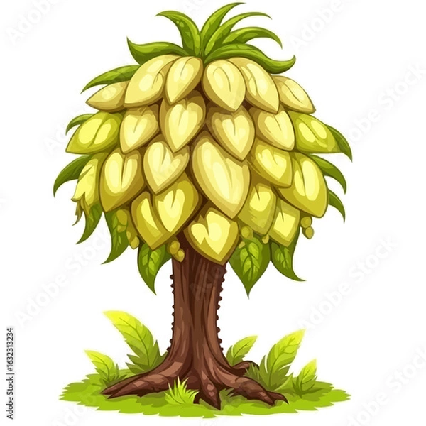 Fototapeta Breadfruit tree vector illustration 