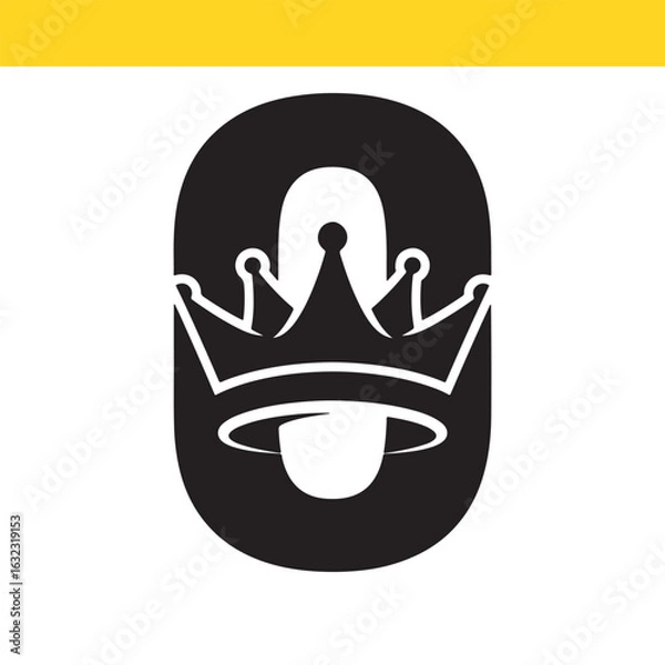 Fototapeta Elegant monogram logo with the letter O and a royal crown. A sophisticated vector icon design for majestic branding concepts.