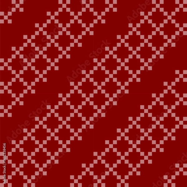 Fototapeta A seamless pattern featuring a diagonal grid design on a deep red background